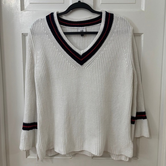 CAbi Sweaters - White V Neck Tennis Sweater Women‎ Classic Old Money Academia Cabi S RUNS BIG